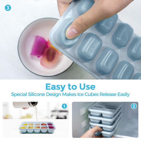 DOQAUS bandeja de hielo silicona con liberación fácil para cubos.