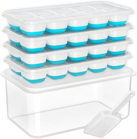 DOQAUS hielos con tapa y contenedor para congelador, organización ideal.