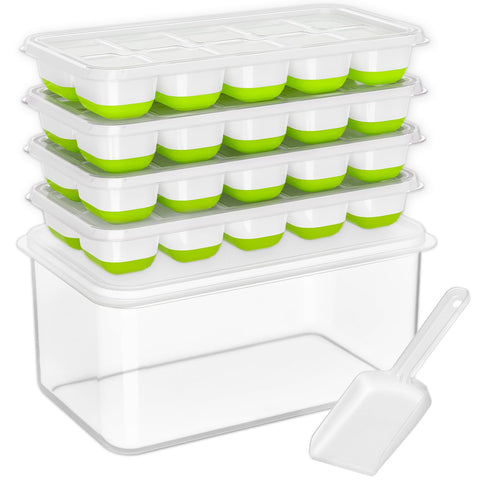DOQAUS: cubos de hielo con tapa y contenedor para congelador, organización rápida