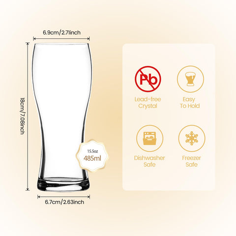 Vaso de cerveza DORELINA tipo Pilsner, cristal claro para aromas definidos.