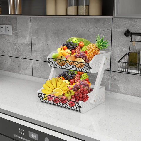 Dorhors estante de frutas en madera y metal con montaje sencillo