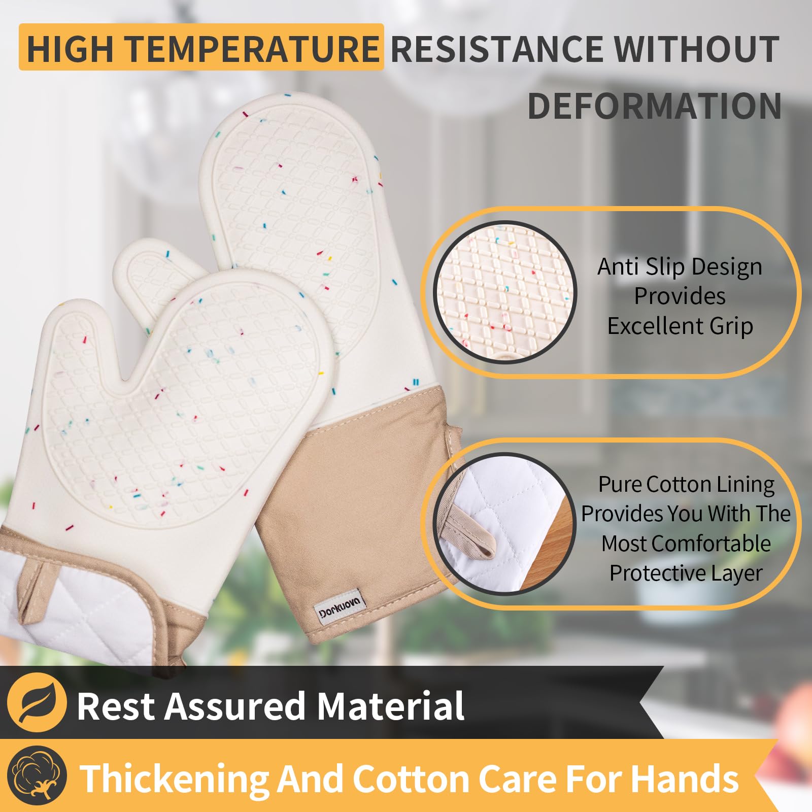 Guante de horno Dorkuova con diseño colgante, almacenamiento práctico y decorativo