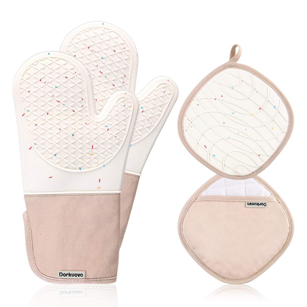 Guante de horno Dorkuova con diseño lindo crema para manipular utensilios calientes con estilo
