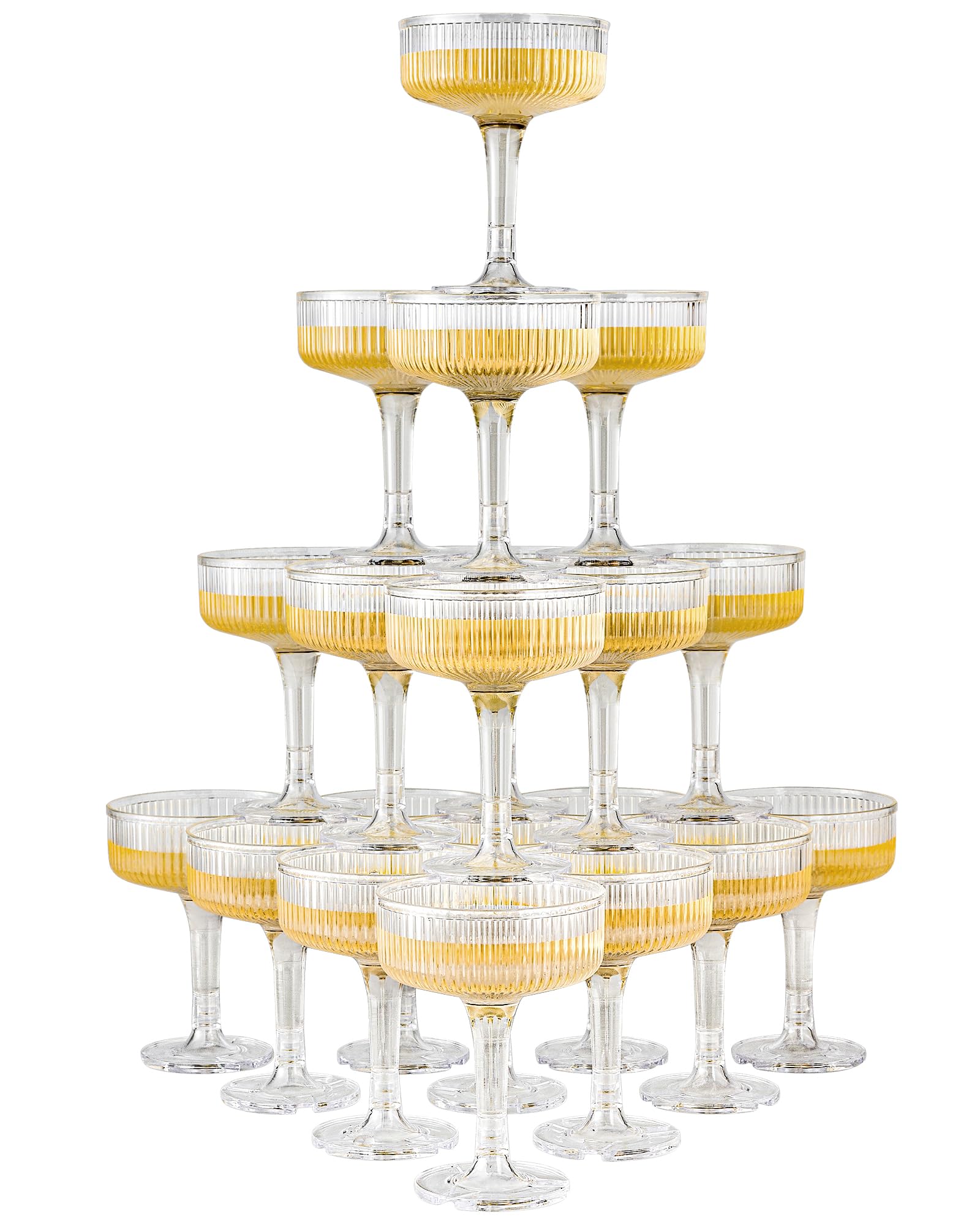 DORONAN torre champán plástico 7oz para ceremonias elegantes.