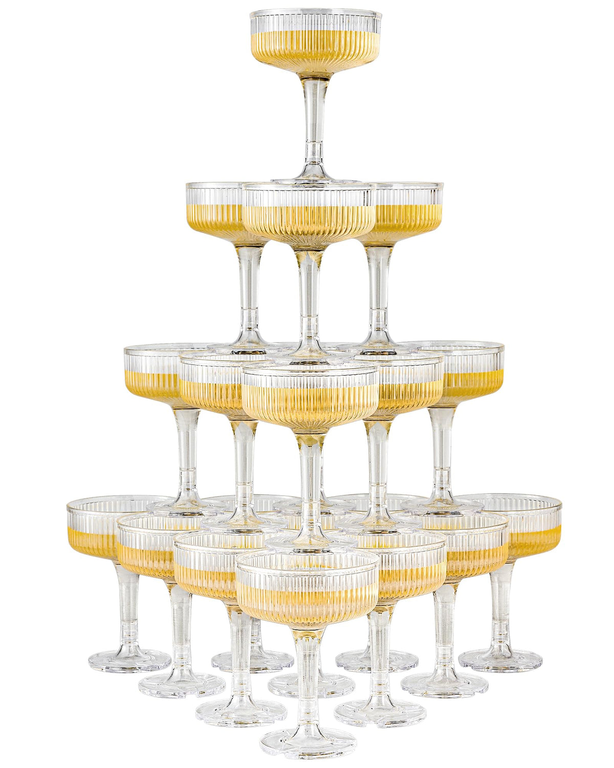 DORONAN torre champán plástico 7oz para ceremonias elegantes.