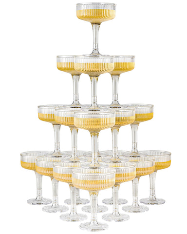 DORONAN torre champán plástico 7oz para ceremonias elegantes.