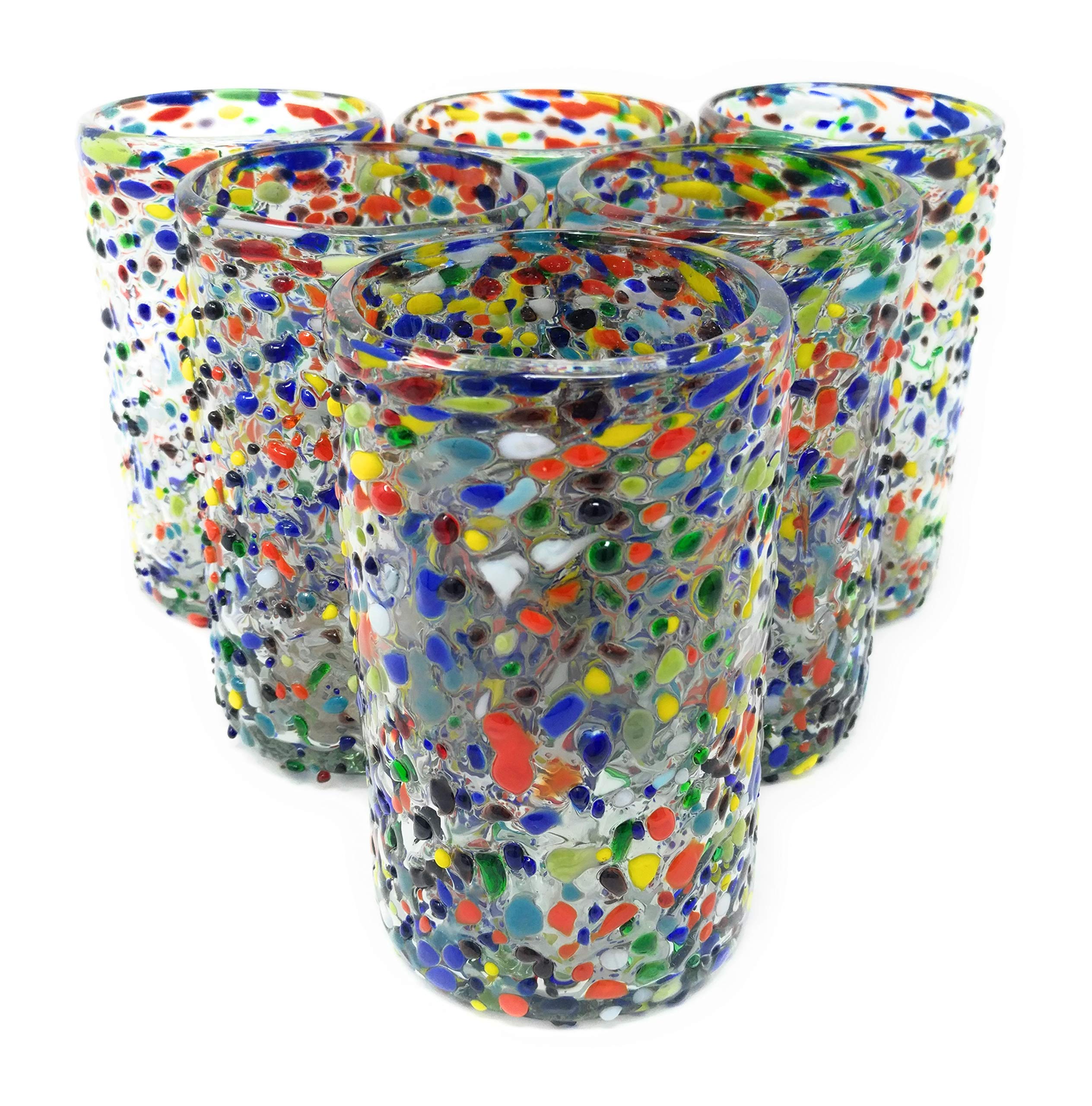 Vasos Dos Sueños, conjunto de 6 con diseño confetti roca, ideal para reuniones.