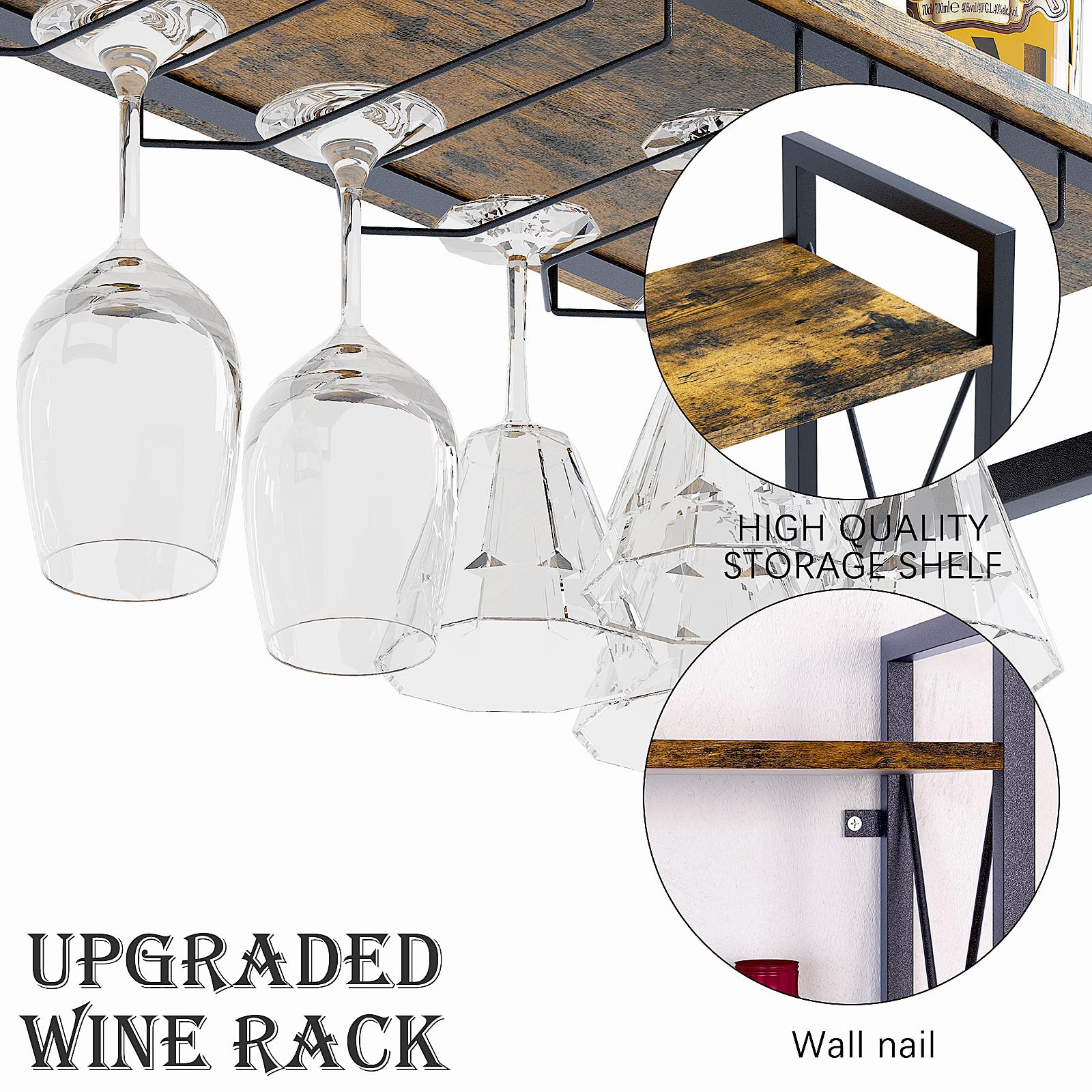 Dosker botellas de vino almacenadas en pared para fácil acceso.