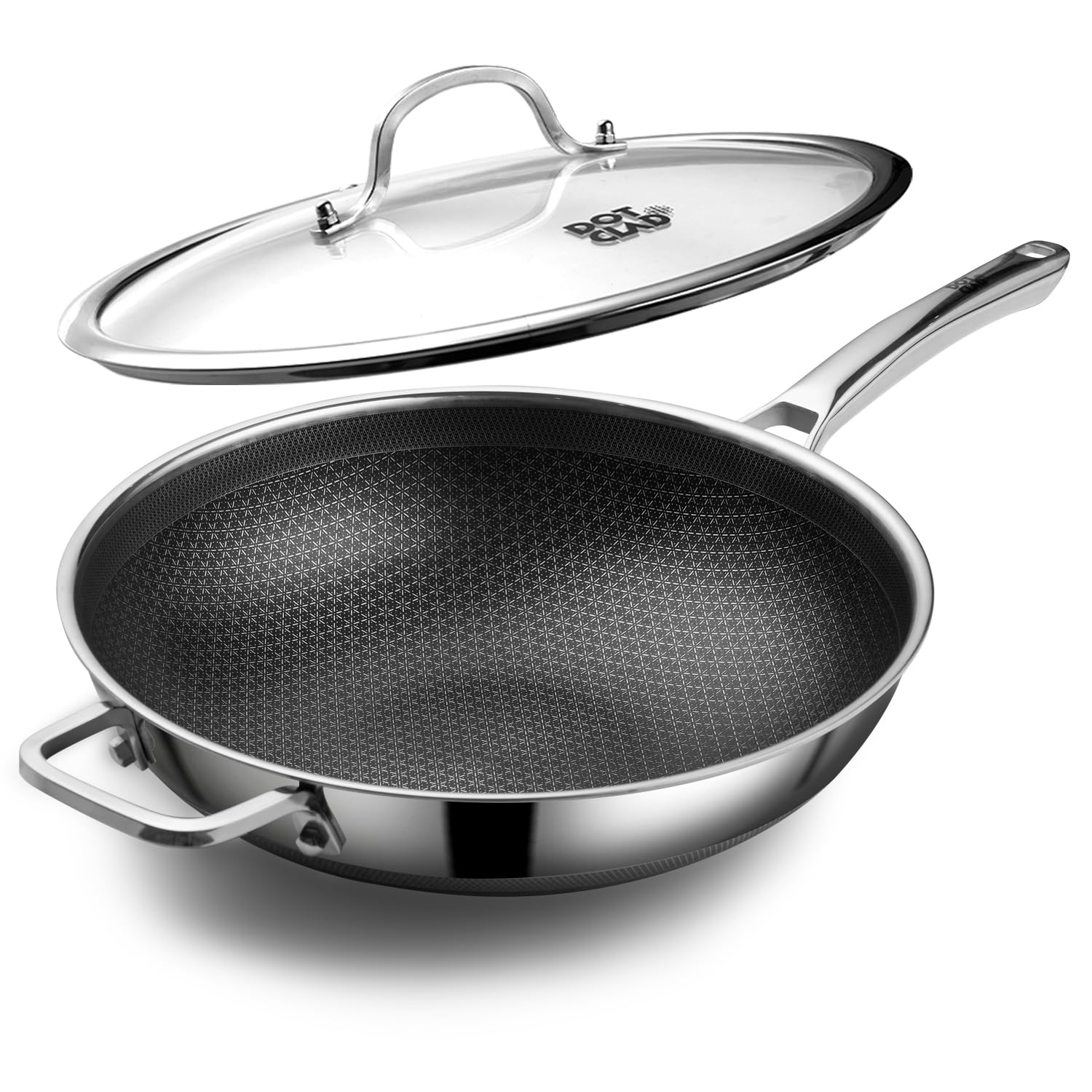 DOTCLAD Wok de 13 pulgadas con tapa para salteados rápidos y uniformes