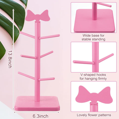Ensamble facil arbol tazas rosado facilita montaje y almacenamiento.