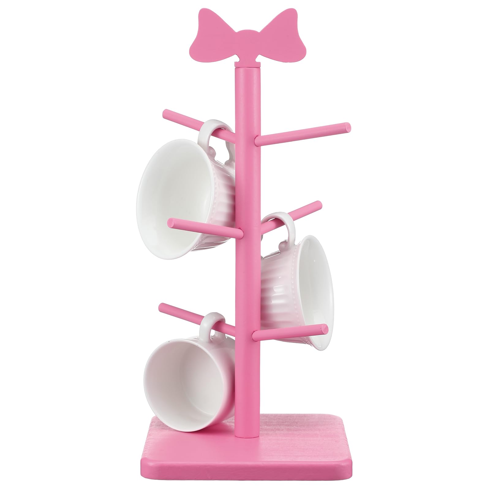 DoubleFill soporte tazas rosado arbol con lazo, exhibe tus tazas con estilo.