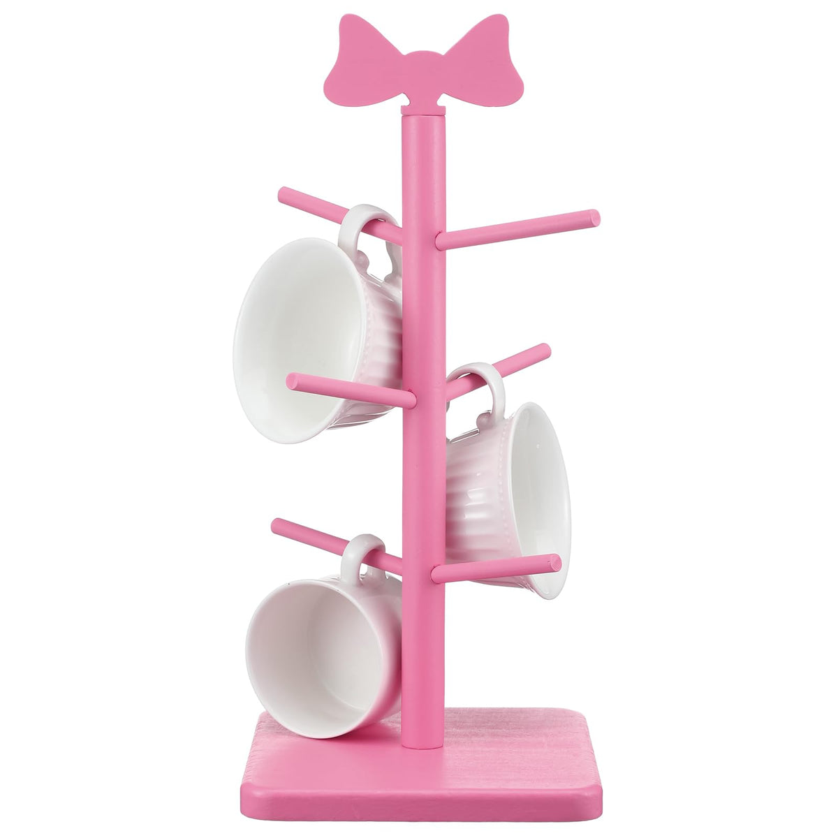 DoubleFill soporte tazas rosado arbol con lazo, exhibe tus tazas con estilo.