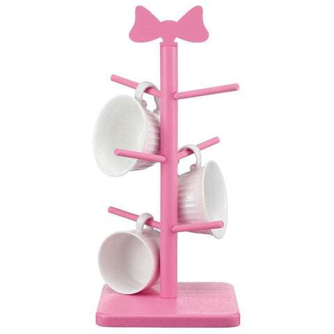 DoubleFill soporte tazas rosado arbol con lazo, exhibe tus tazas con estilo.
