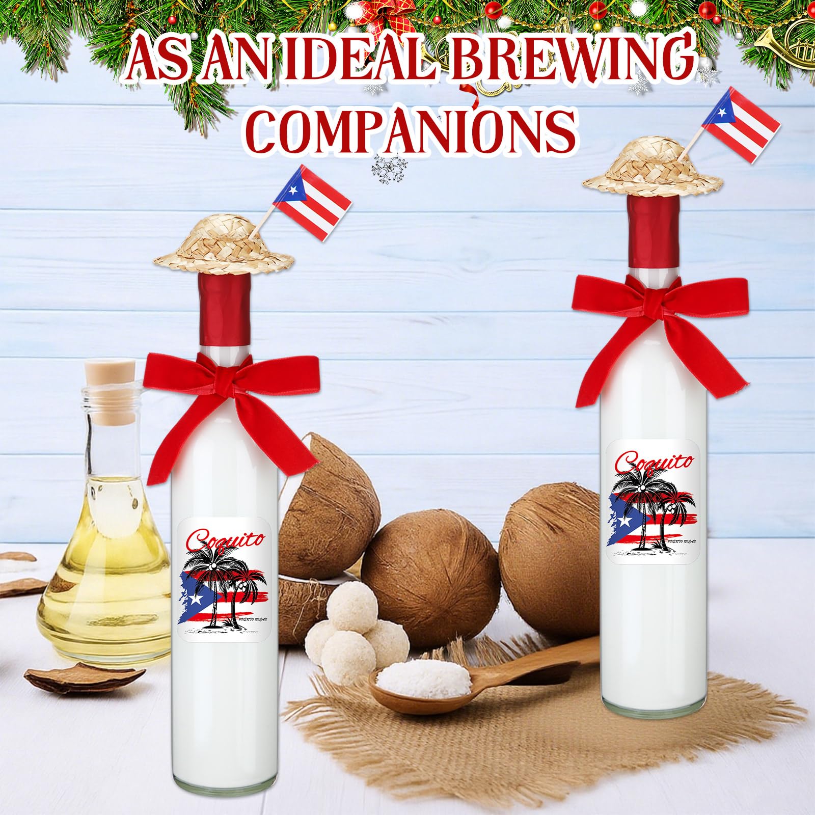Stickers navideños DoubleFill con temática Puerto Rico para decoración festiva