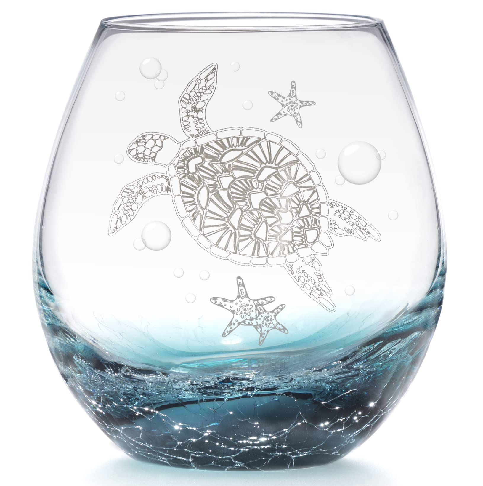 DOUDIZHU vaso vino tortuga marina textura agrietada tono turquesa, ideal para cenas elegantes