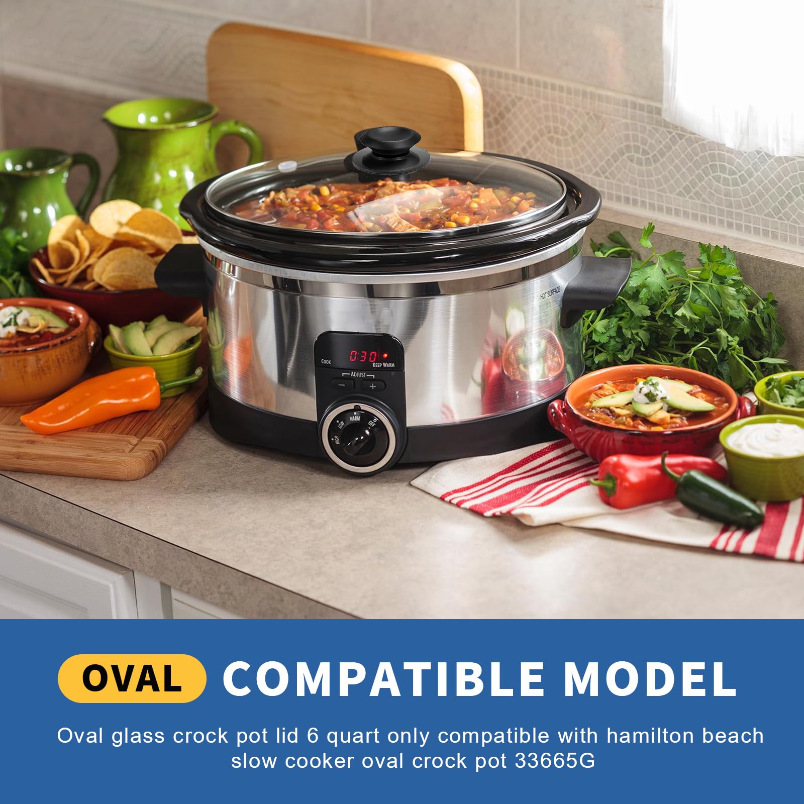 doufuhua tapa oval de vidrio con cierre estable para cocción