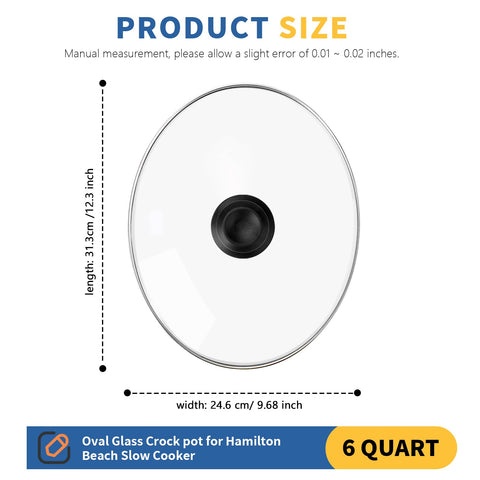 doufuhua tapa oval de vidrio para Hamilton Beach 33665G, ajuste seguro