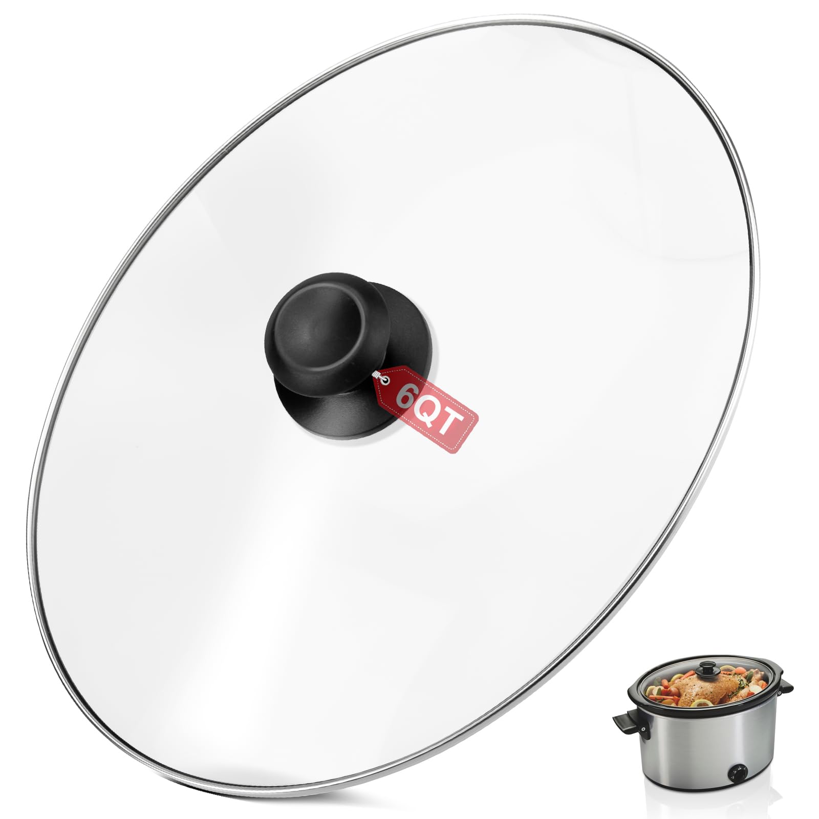 doufuhua tapa oval de vidrio para olla lenta 6 cuartos con visibilidad durante la cocción