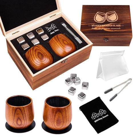 Copas DouMmantn de whisky de madera tostada, dos vasos para degustación de bourbon