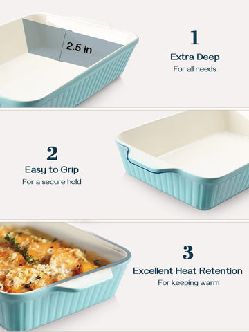 Dowan bandeja con asas dobles ergonómicas facilita transportar del horno a la mesa.