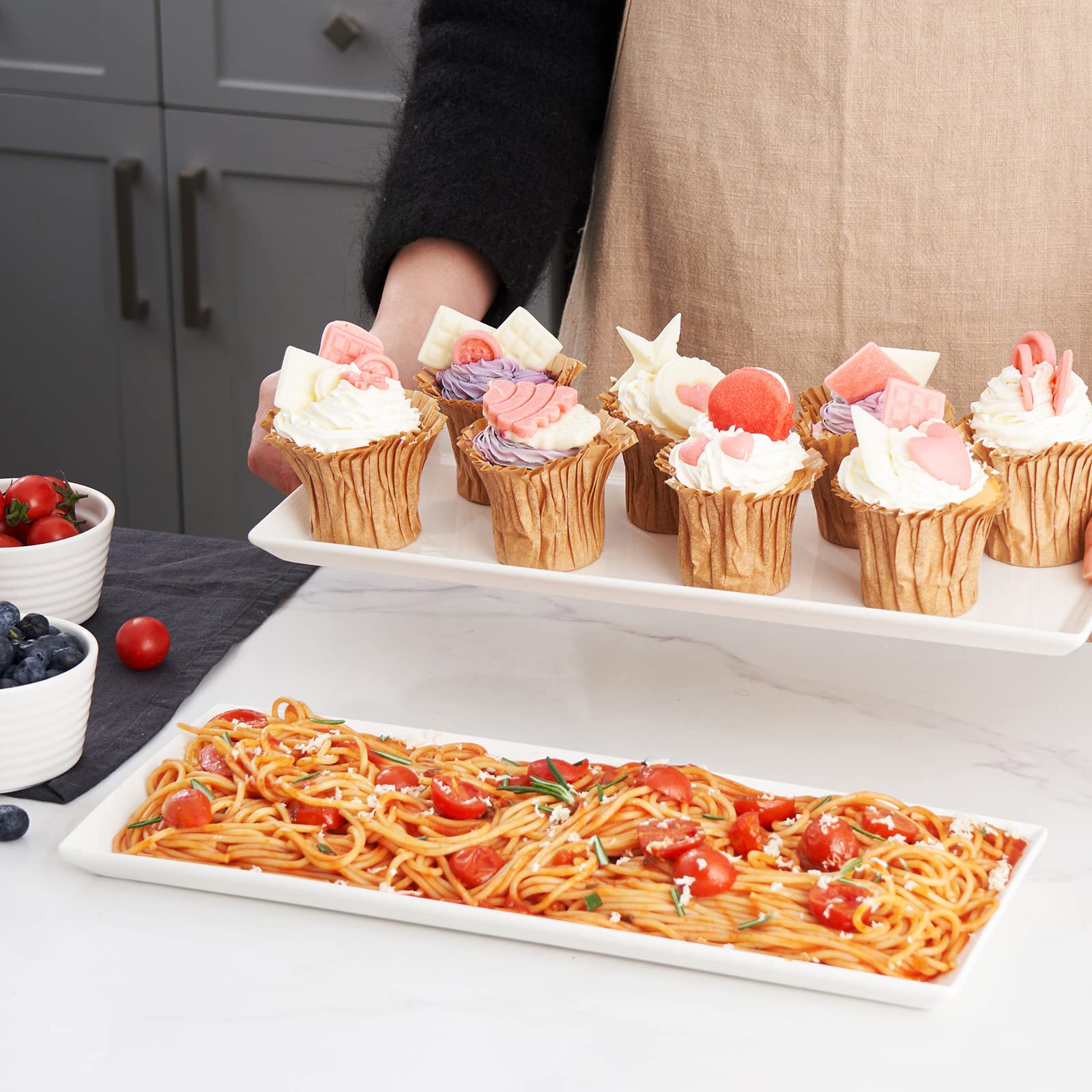DOWAN bandeja rectangular para aperitivos, facilita la organización de la mesa