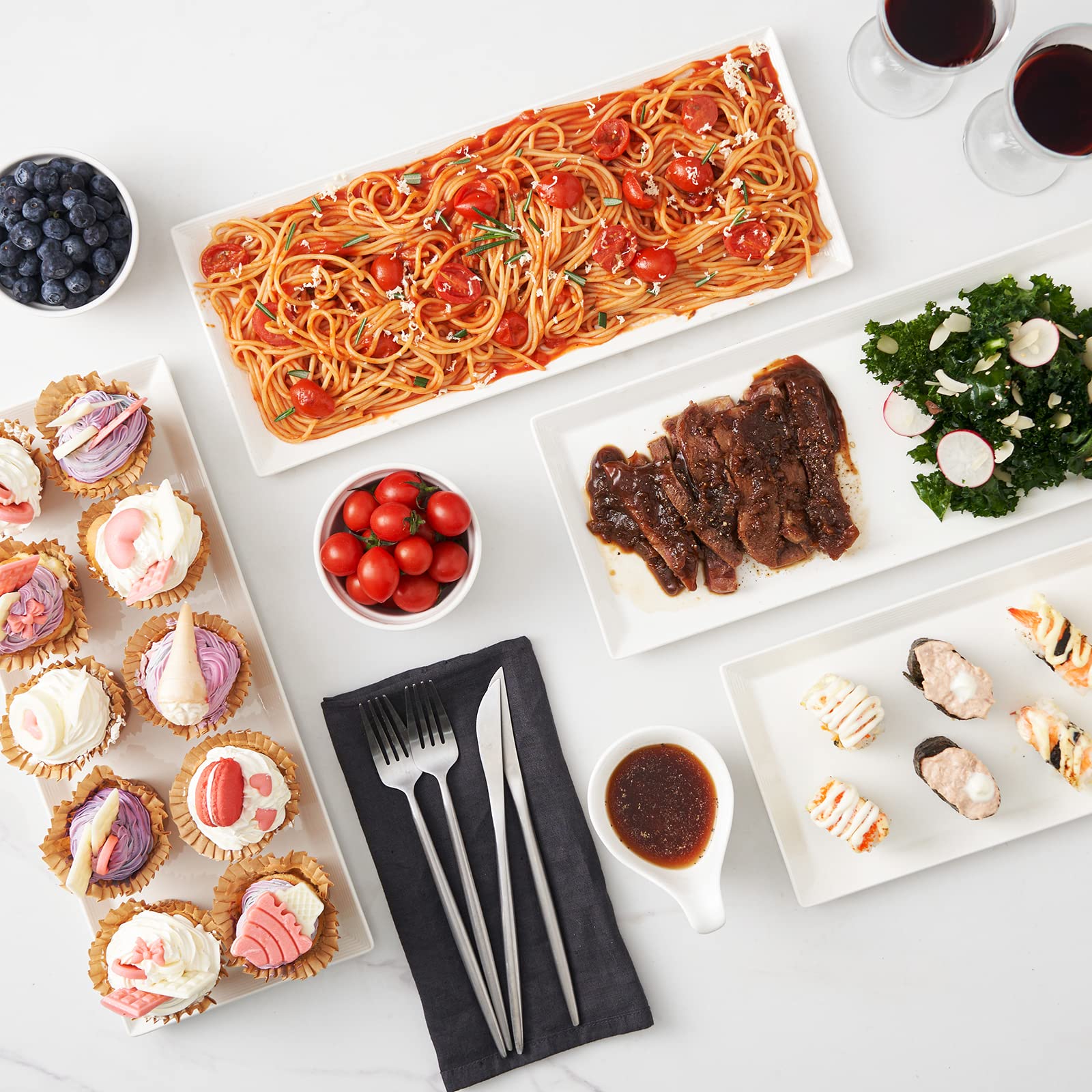 DOWAN bandeja rectangular para pasta, perfecta para presentar platos grandes