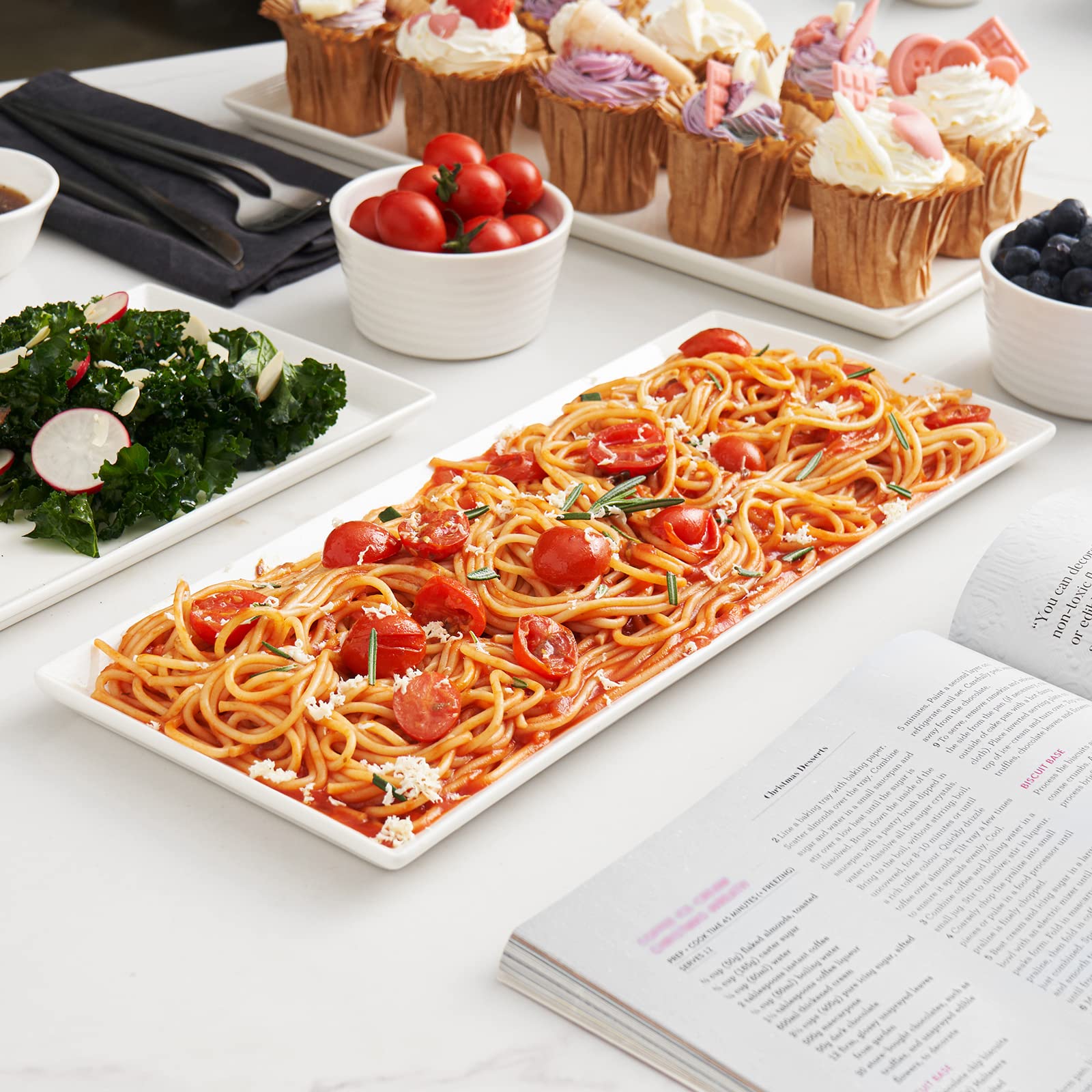 DOWAN bandeja rectangular para postres, ideal para servir dulces y tortas