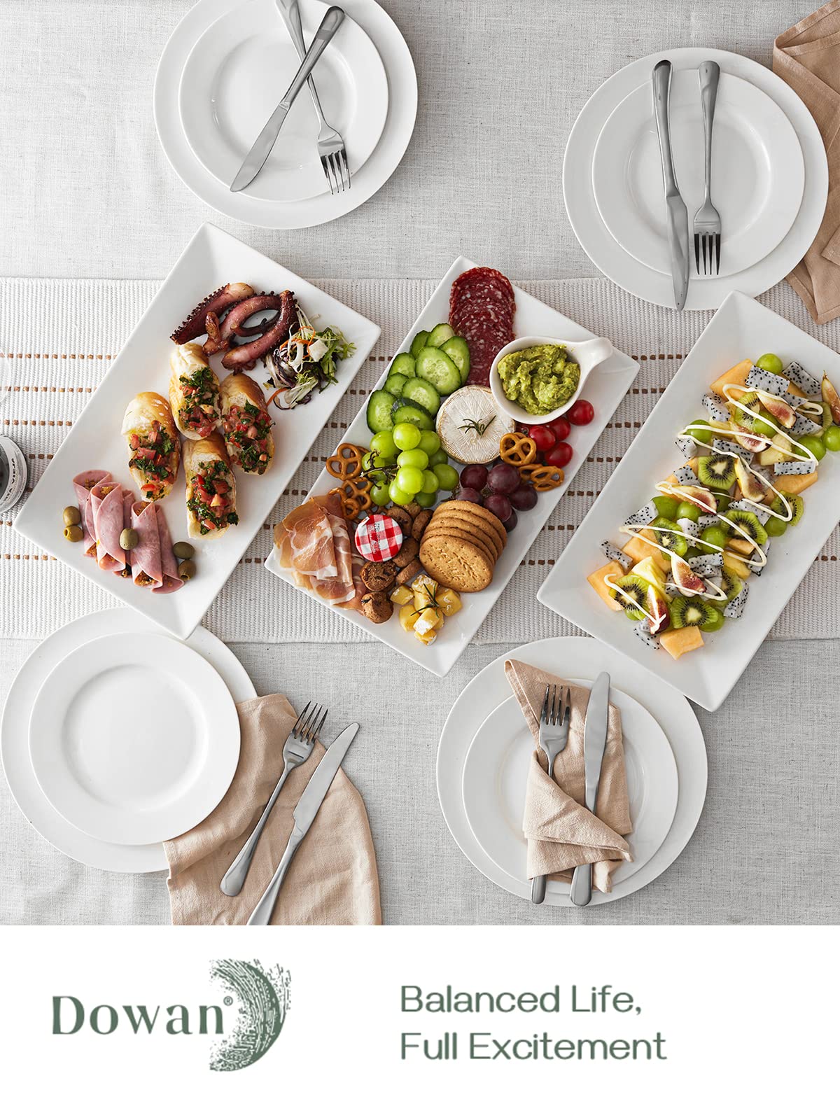 Dowan bandeja rectangular blanca apta para horno y microondas