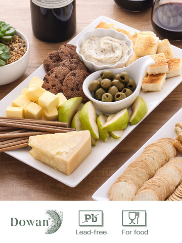 Dowan bandeja rectangular blanca para fiestas y ocasiones