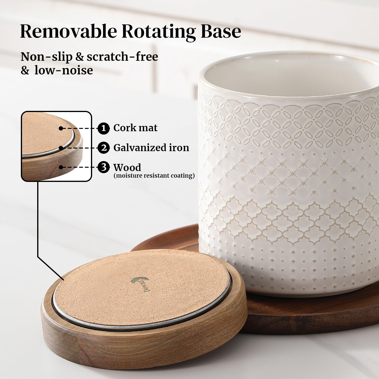 Dowan base pesada de madera mantiene estable el porta-utensilios.