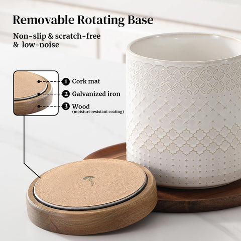 Dowan base pesada de madera mantiene estable el porta-utensilios.