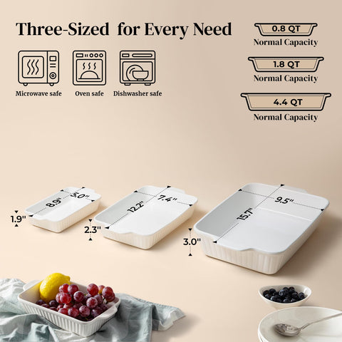 Cazuela mediana DOWAN para horno con asas, perfecta para platos familiares.