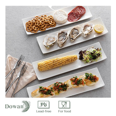 Dowan conjunto de 4 platos rectangulares, útiles para fiestas