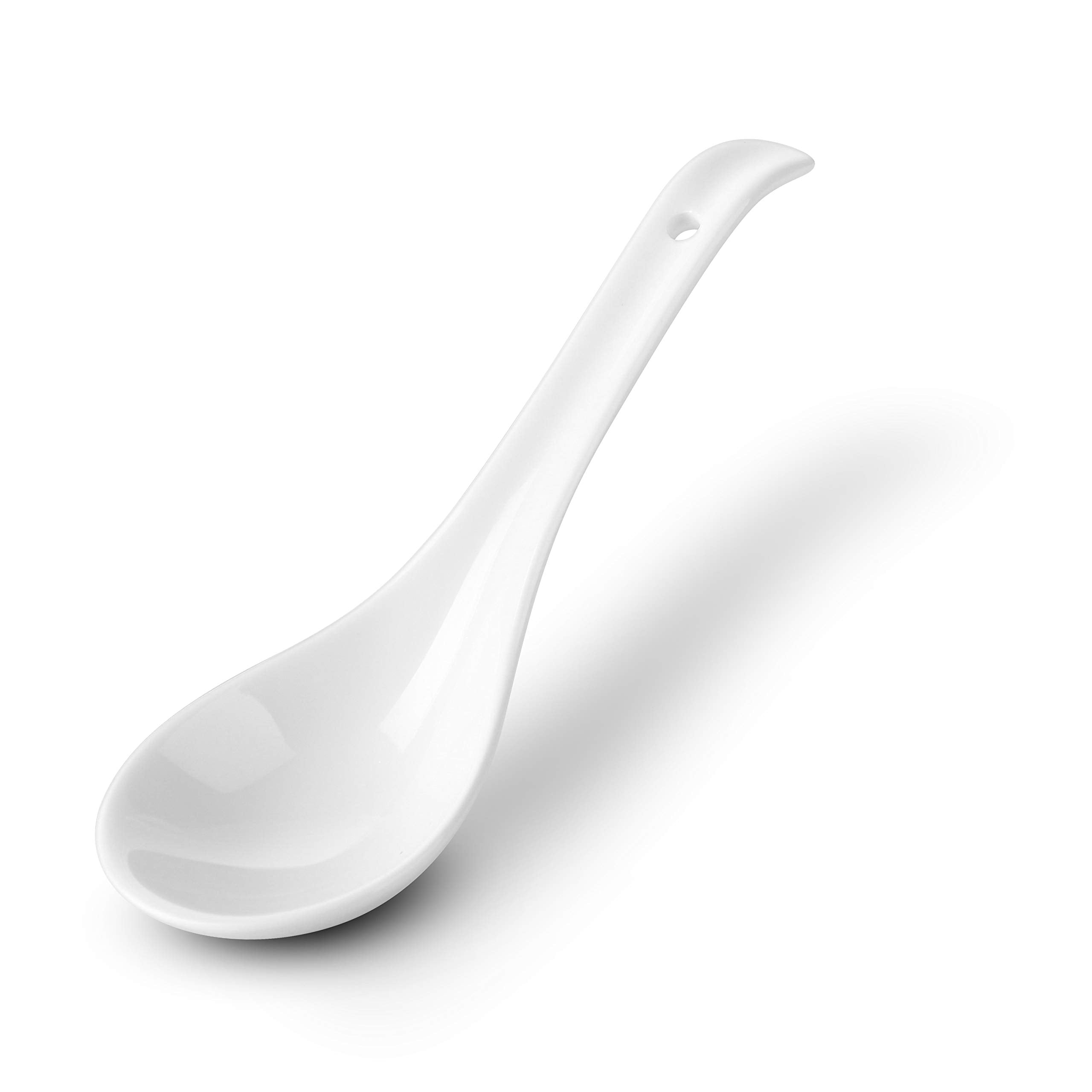 Dowan cucharas-sopa cerámicas con gancho ergonómico para evitar salpicaduras