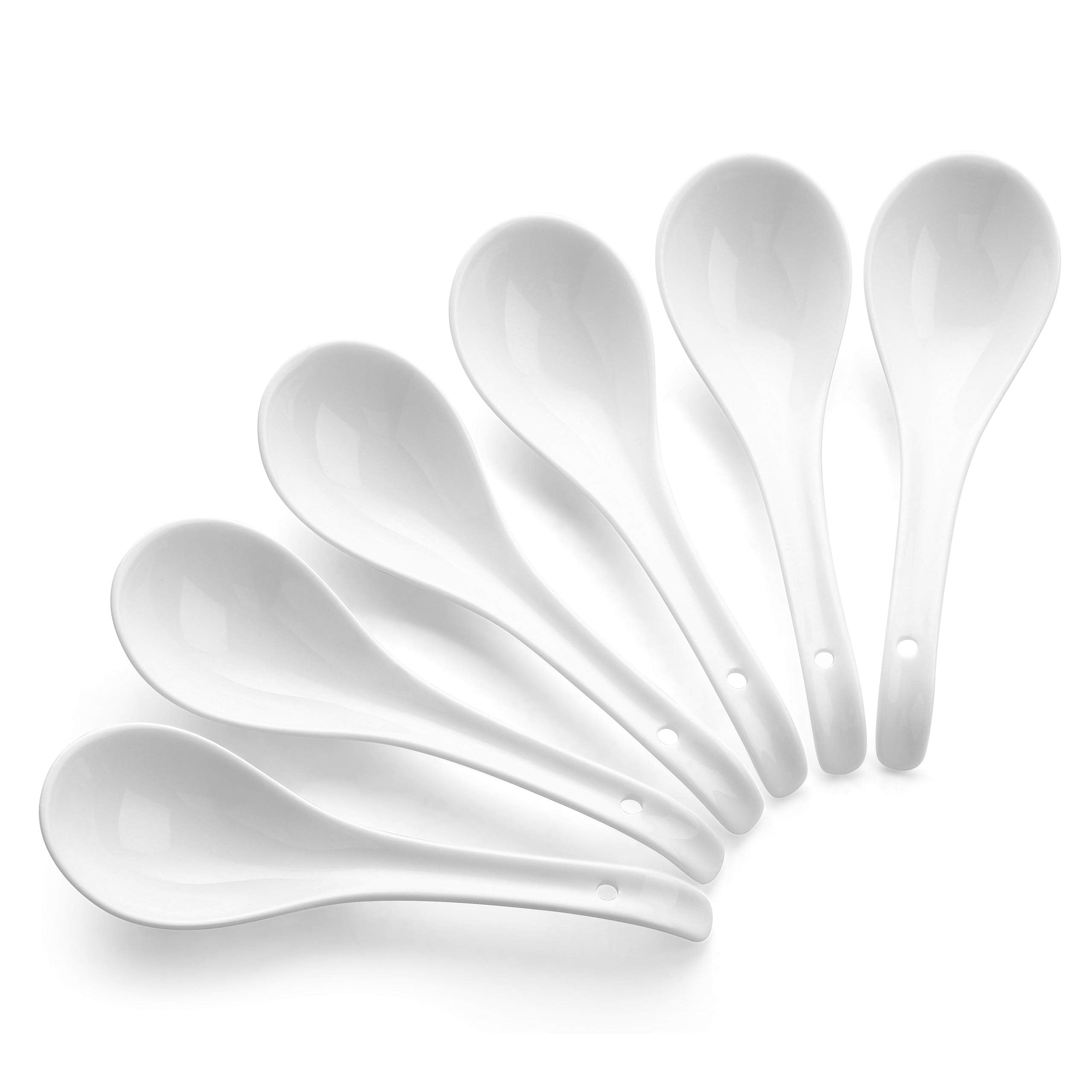 Dowan cucharas-sopa cerámicas, juego de 6, aptas para ramen y pho, fáciles de lavar