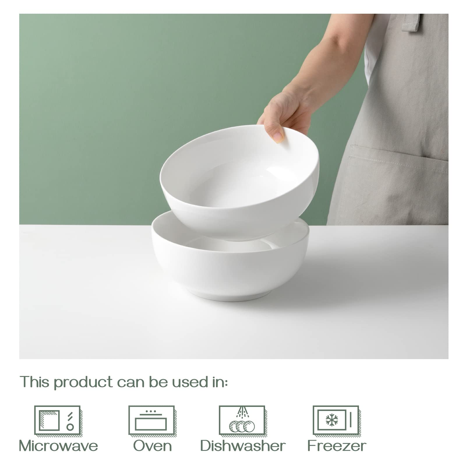 Dowan cuenco de pasta blanco, apto para servir porciones abundantes.