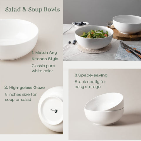 Cuenco ramen blanco de 8 pulgadas Dowan para platos sustanciosos.