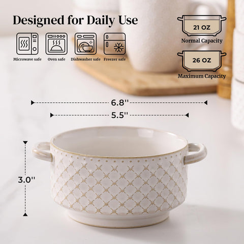 Cuenco DOWAN con asa ergonómica, fácil manejo de sopa caliente