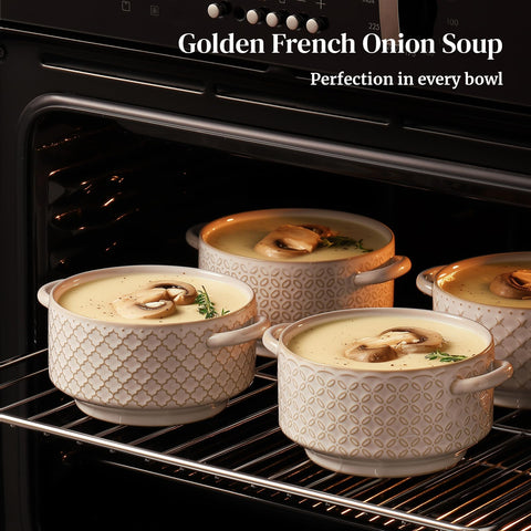 Cuenco de sopa francés con asas de DOWAN, 26 oz, presentación en mesa