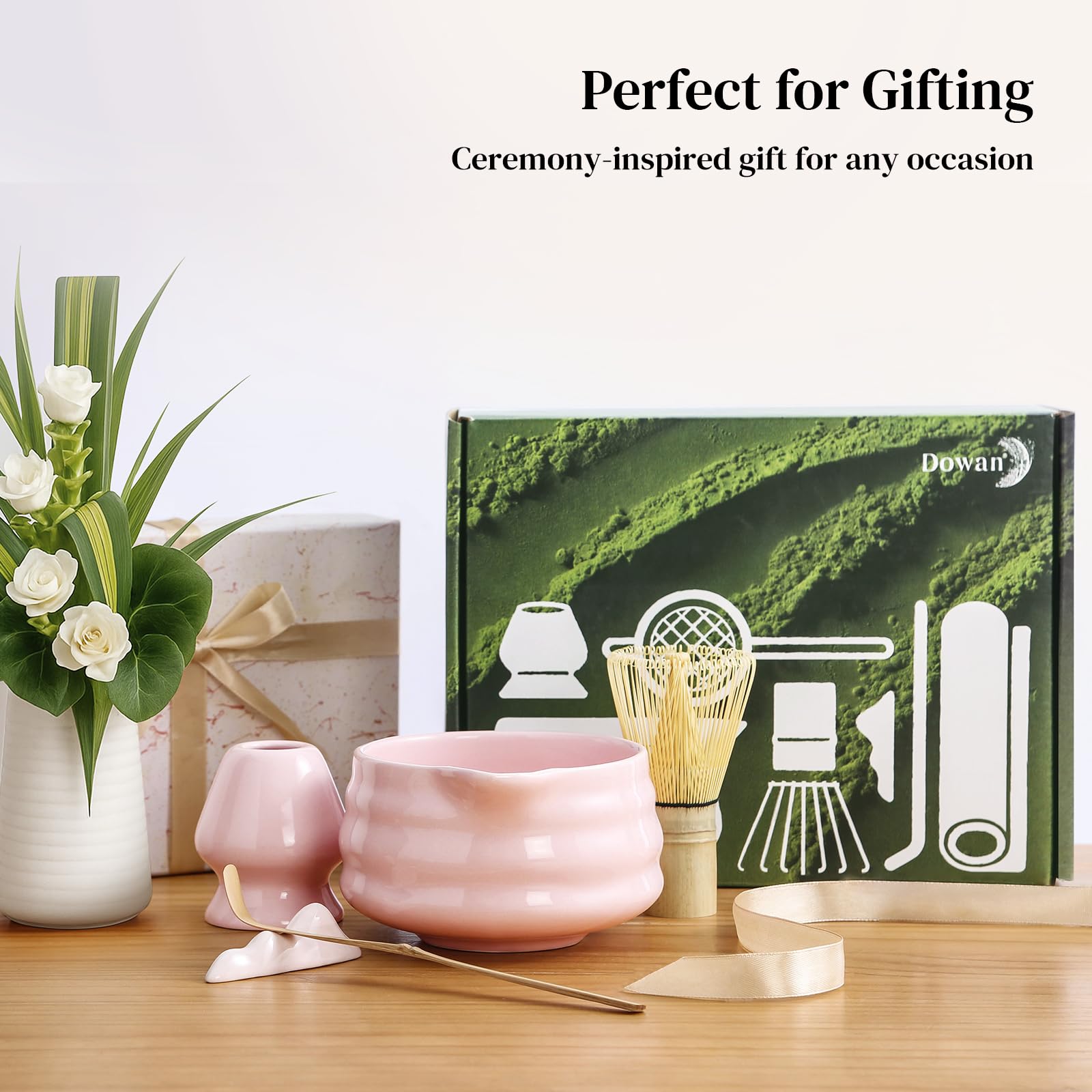 Dowan Matcha empaque del kit, presentación lista para regalo.