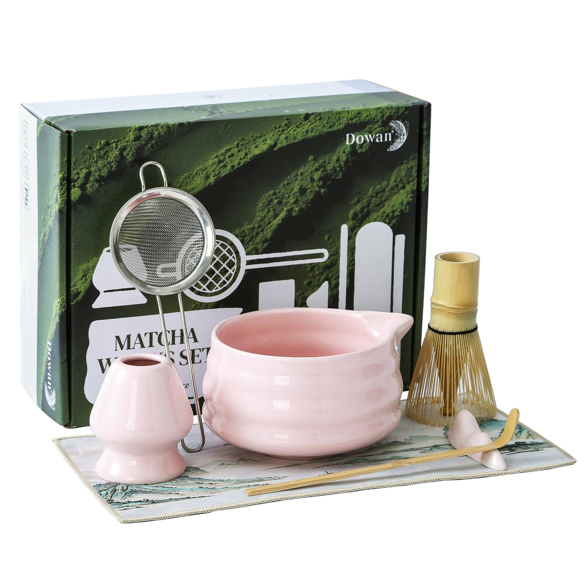 Dowan Matcha tazón cerámico con boquilla para verter sin goteo.