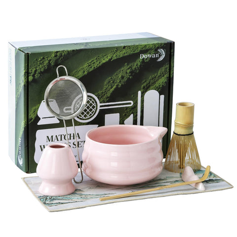 Dowan Matcha tazón cerámico con boquilla para verter sin goteo.