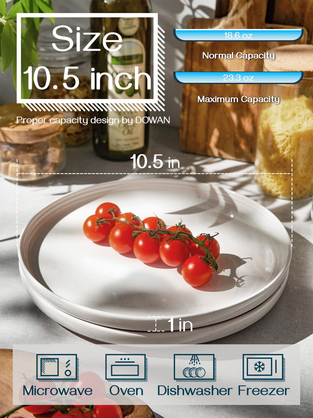 Dowan plato apto para microondas y lavavajillas: facilidad de uso en cocina diaria.