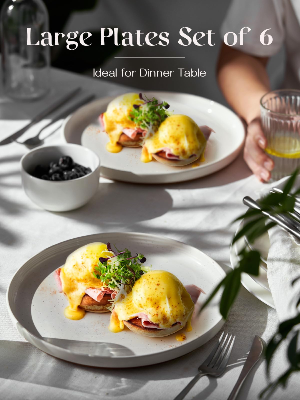Dowan plato cerámico blanco con esmalte de sésamo: añade un toque natural a la mesa.