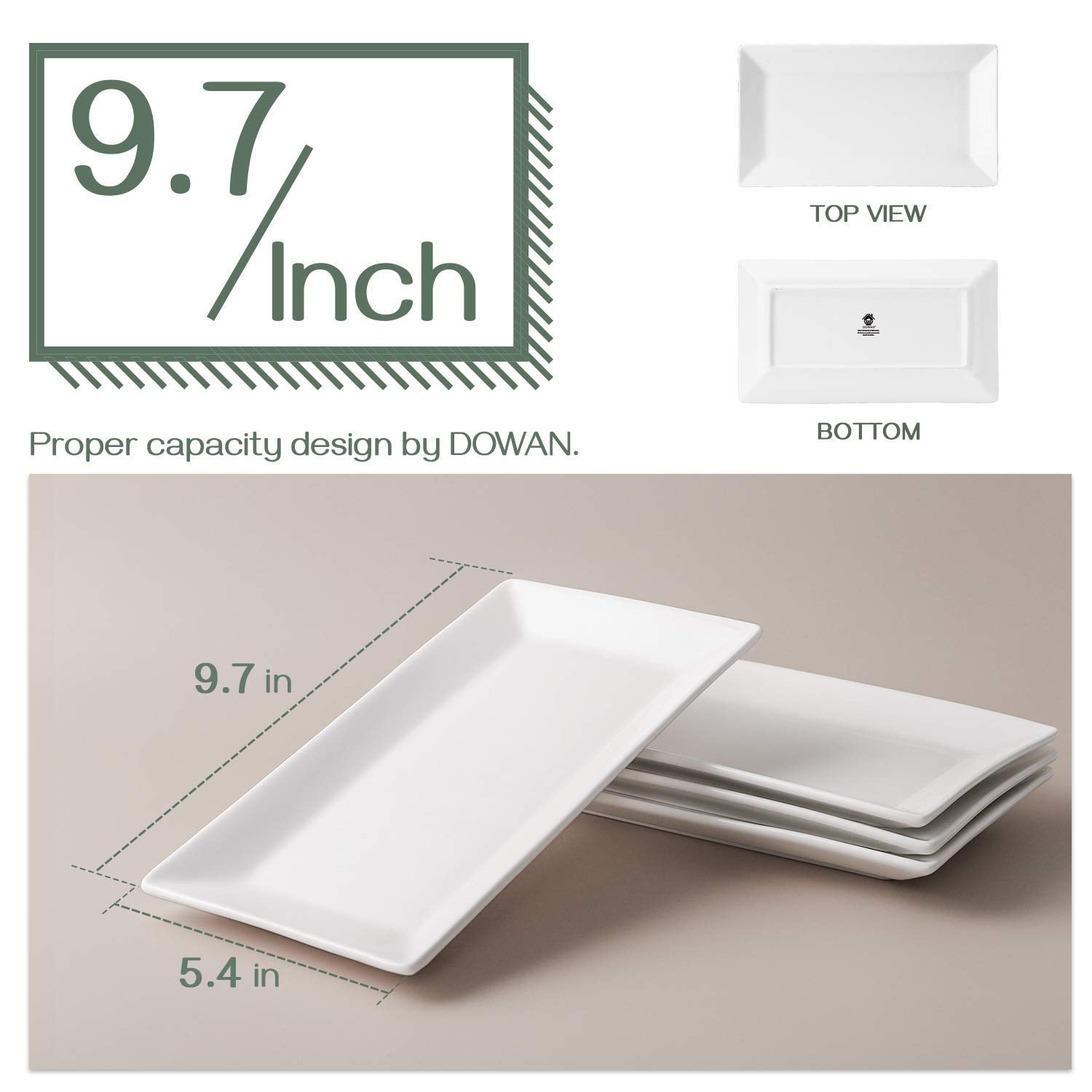 Dowan plato rectangular apilable para ahorrar espacio en la cocina