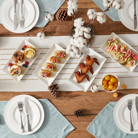 DOWAN plato servir rectangular 12x6 blanco para entrantes y tapas.