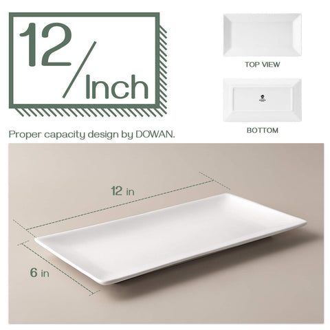 DOWAN platones rectangulares 12x6 blancos para sushi, carnes y aperitivos.