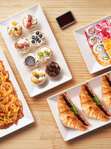 Platos cerámicos rectangulares DOWAN de 14 pulgadas para servicio elegante.