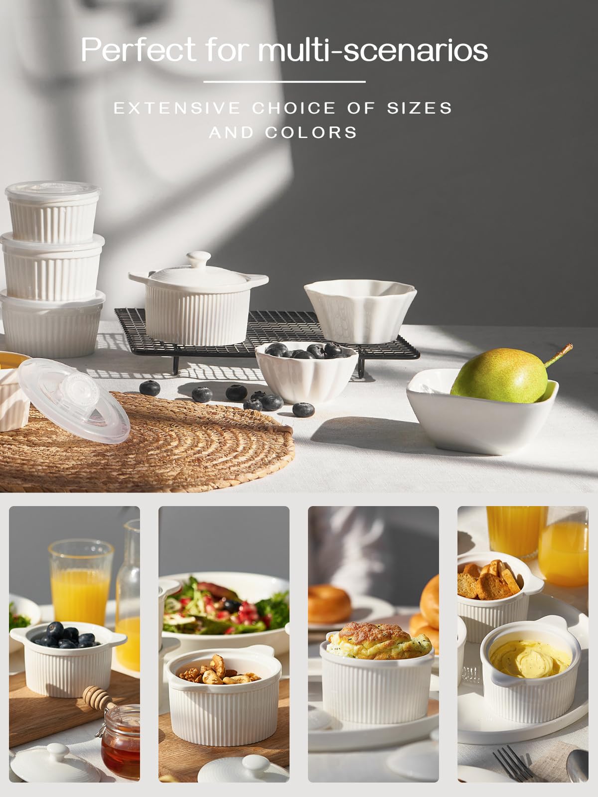 Porcelana blanca DOWAN apta para horno, duradera y fácil de limpiar.