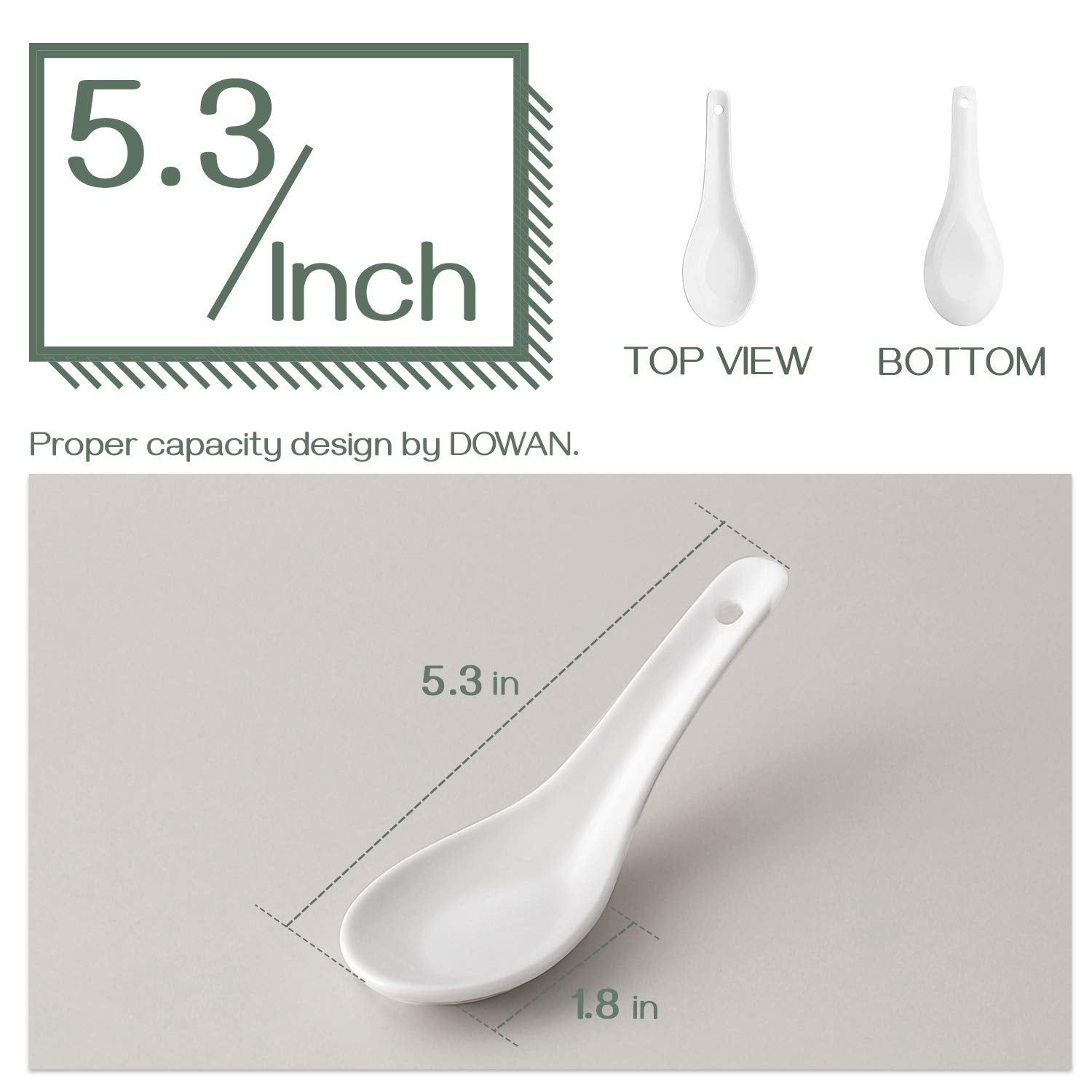 Cuchara de sopa DOWAN cerámica blanca, ideal para miso y pho